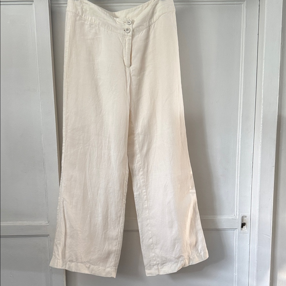 J. Jill Wide-Leg Linen Pants in Off-White